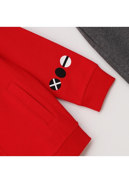 Erkek Çocuk Kapüşonlu Sweatshirt & Lastikli Eşofman Takım - 11465 - Kırmızı modelleri