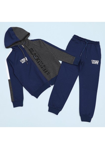 Erkek Çocuk Kapüşonlu Sweatshirt & Lastikli Eşofman Takım - 11532 - Parlament