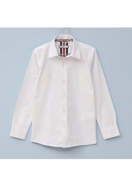 Erkek Çocuk Uzun Kol Beyaz Gömlek - 15152-1 - Beyaz