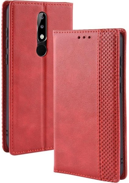 Nokia 5.1 Artı Cüzdan Manyetik Kapatma Pu Deri Için Kılıf (Yurt Dışından)