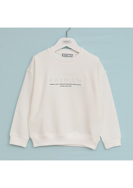 Erkek Çocuk Şardonlu Uzun Kol Sweat - 16546 - Vanilya