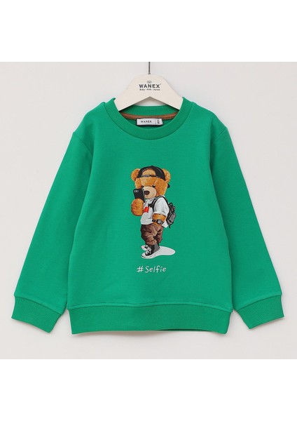 Erkek Çocuk Şardonlu Uzun Kol Sweat - 16688 - Yeşil