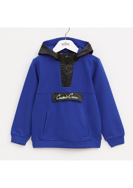 Erkek Çocuk Kapüşonlu Cepli Fermuar Yaka Sweatshirt - 15961 - Kırmızı