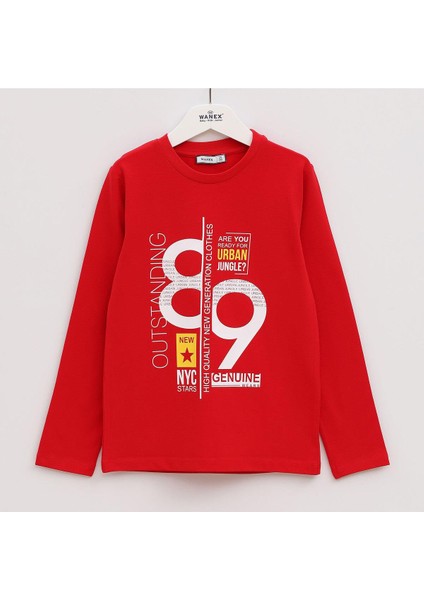 Erkek Çocuk Uzun Kol Sweat - 15460 - Kırmızı