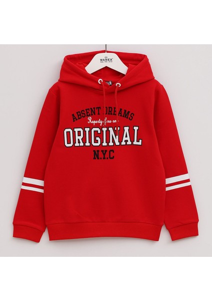 Erkek Çocuk Şardonlu Kapüşonlu Sweatshirt - 15383 - Mavi