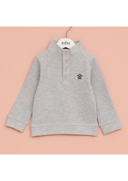 Erkek Çocuk Düğmeli Yaka Uzun Kol Sweat - 16592 - Sarı