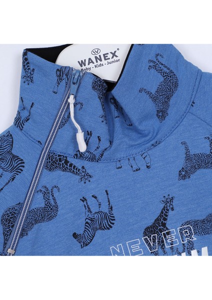 Erkek Çocuk Uzun Kol Dik Yaka Sweat - 15195 - Mavi modelleri