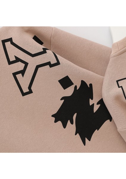 Erkek Çocuk Şardonlu Uzun Kol Sweat - 16196 - Kahverengi modelleri