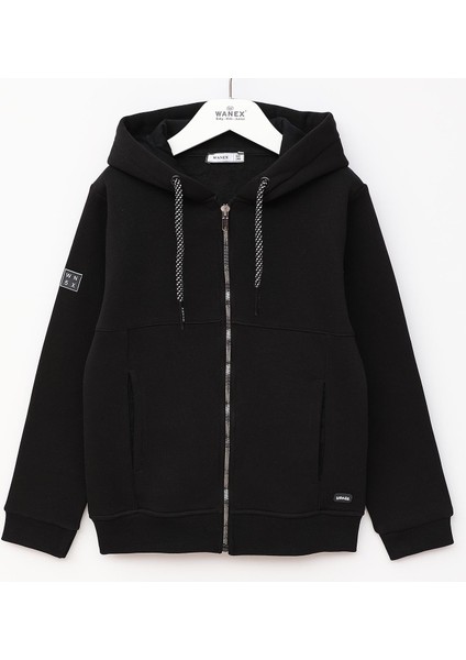 Erkek Çocuk Kapüşonlu Sweatshirt - 11587-1 - Siyah
