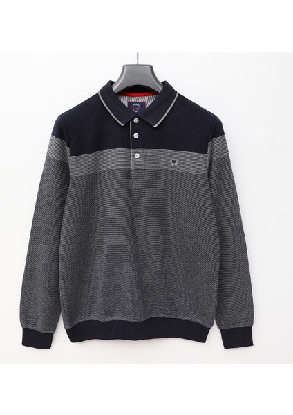 Erkek Uzun Kol Polo Yaka Sweat - CZT-103 - Lacivert - Bordo modelleri