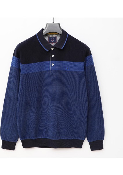 Erkek Uzun Kol Polo Yaka Sweat - CZT-103 - Lacivert - Bordo indirimleri