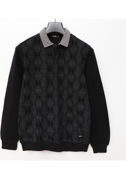 Erkek Uzun Kol Polo Yaka Sweat - PPS-2505 - Siyah
