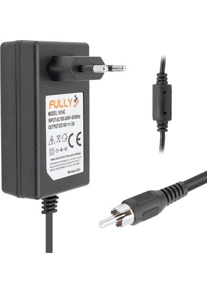 Fully O-1614C 16 Volt 2 Amper Tos Rca Uçlu Merkezi Sistem Uydu Santral Adaptörü 16V-2A fırsatları