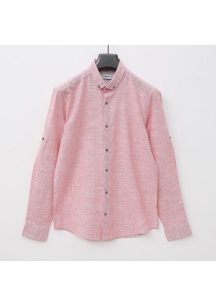 Modern Fit Erkek Gömlek - 11-1787 - Kırmızı