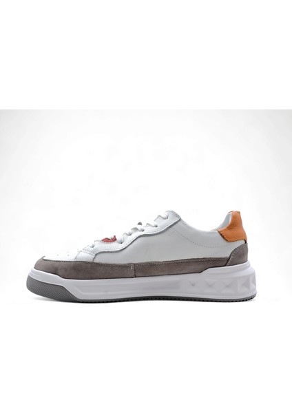 M1456 Deri Erkek Krem Sneaker Ayakkabı