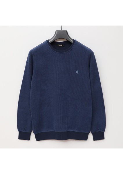 Erkek Uzun Kol Bisiklet Yaka Sweat - DIK-3701 - Marine