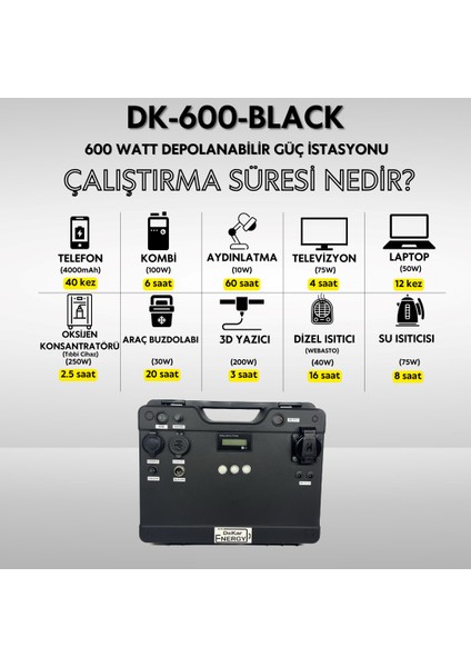 Taşınabilir Güç Kaynağı DK-600-BLACK