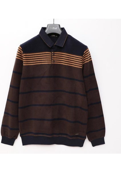 Erkek Uzun Kol Polo Yaka Sweat - DSR-2201 - Lacivert - Kahve