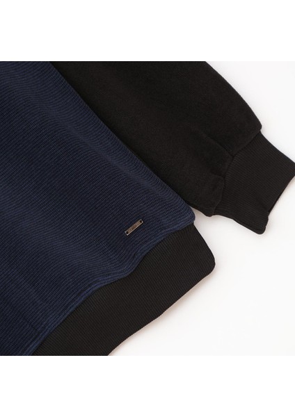 Erkek Uzun Kol Bisiklet Yaka Sweat - DSR-3204 - Siyah - Marine modelleri