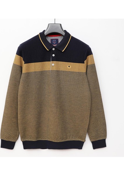 Erkek Uzun Kol Polo Yaka Sweat - CZT-103 - Lacivert - Bordo