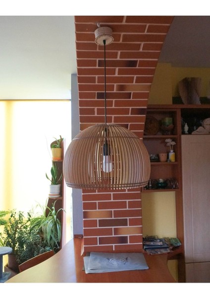 42 cm Ahşap Bohem Modern Salon Cafe Yatak Odası Avizesi Isme Özel Hazırlanan Ahşap Kutu Hediyelidir