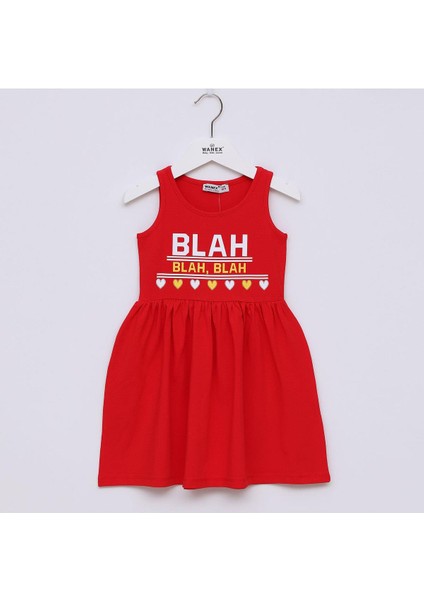 Kız Çocuk Askılı Elbise - 40733 - Kırmızı