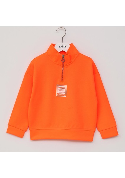 Kız Çocuk Uzun Kol Sweat - 32286 - Turuncu