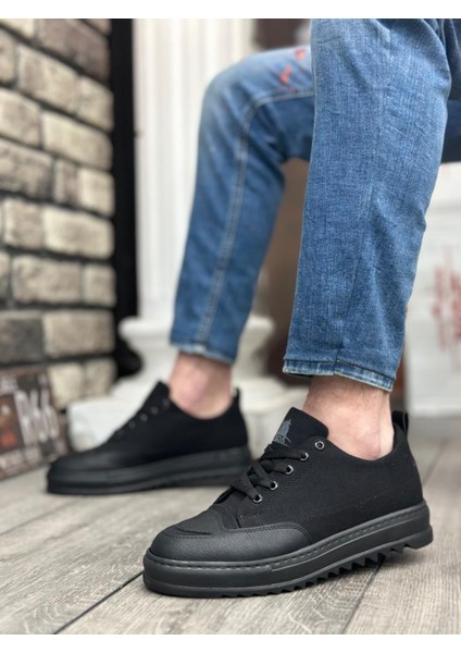 BA0328 Boa Kalın Yüksek Taban Smile Desenli Siyah Spor Erkek Ayakkabı fırsatları