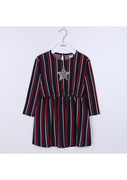 Kız Çocuk Uzun Kol Elbise - 40880 - Lacivert