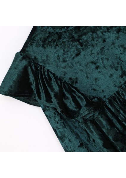 Kız Çocuk Uzun Kol Premium Kadife Elbise - 026 - Petrol fiyatları