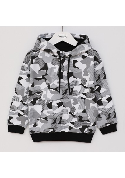 Erkek Çocuk Desenli Kapüşonlu Sweatshirt - 16498 - Kırmızı