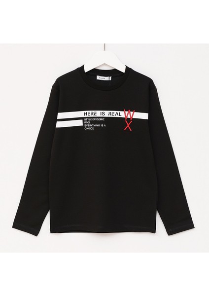 Erkek Çocuk Uzun Kol Sweat - 16620 - Siyah