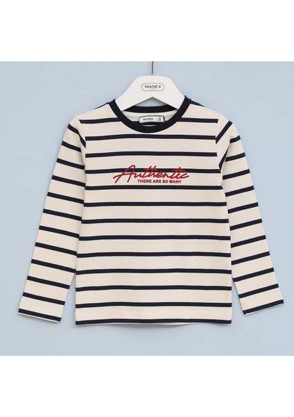 Erkek Çocuk Uzun Kol Sweatshirt - 16405 - Lacivert - Beyaz