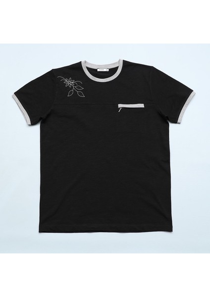 Erkek Çocuk Kısa Kol Bisiklet Yaka Tişört - 16835 - Siyah