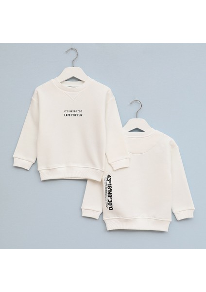 Erkek Çocuk Şardonlu Uzun Kol Sweat - 16637 - Vanilya