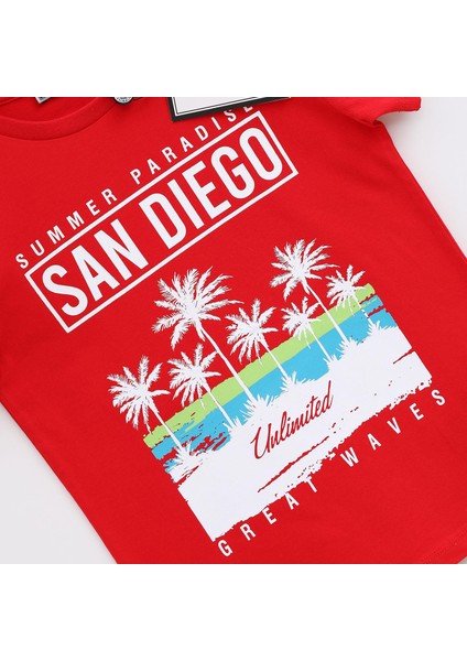 Erkek Çocuk Kırmızı Kısa Kollu Tişört - 10879 - Kırmızı fiyatları