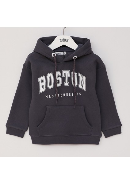 Erkek Çocuk Şardonlu Uzun Kol Sweatshirt - 16691 - Siyah