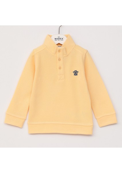 Erkek Çocuk Düğmeli Yaka Uzun Kol Sweat - 16592 - Sarı