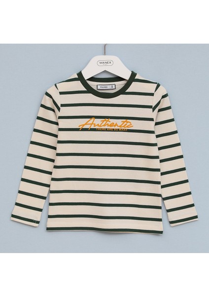 Erkek Çocuk Uzun Kol Sweatshirt - 16405 - Lacivert - Beyaz