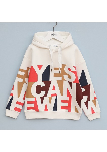 Erkek Çocuk Kapüşonlu Uzun Kol Sweatshirt - 16736 - Vanilya