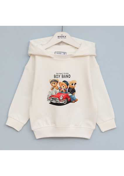 Erkek Çocuk Ayıcık Baskılı Uzun Kol Sweatshirt - 16646 - Melanj