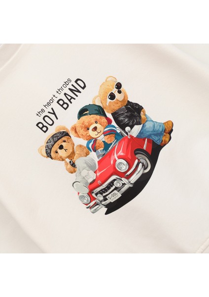 Erkek Çocuk Ayıcık Baskılı Uzun Kol Sweatshirt - 16646 - Melanj fiyatları