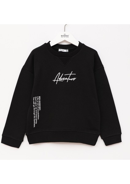 Erkek Çocuk Şardonlu Uzun Kol Sweat - 16705 - Siyah
