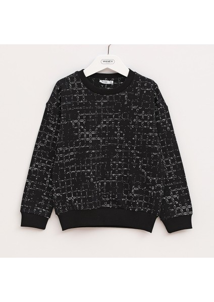 Erkek Çocuk Şardonlu Uzun Kol Sweat - 16294 - Siyah