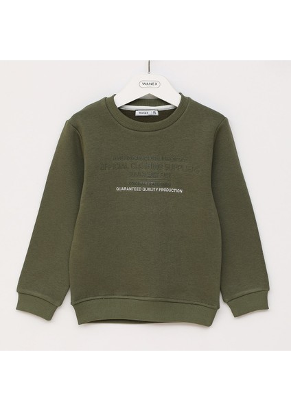 Erkek Çocuk Şardonlu Uzun Kol Sweat - 16515 - Haki