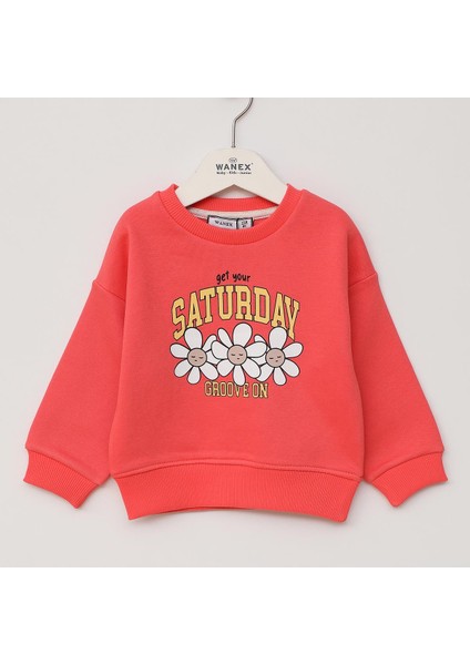 Kız Çocuk Bisiklet Yaka Sweat - 32280 - Vanilya