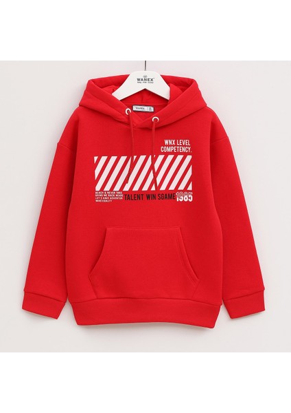 Erkek Çocuk Kapüşonlu Uzun Kol Sweatshirt - 16109 - Kırmızı
