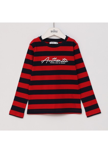 Erkek Çocuk Uzun Kol Sweatshirt - 16405 - Lacivert - Beyaz