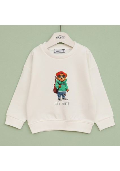 Erkek Çocuk Ayıcık Baskılı Uzun Kol Sweatshirt - 16645 - Melanj