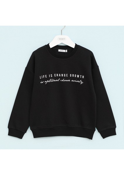 Erkek Çocuk Uzun Kol Şardonlu Sweat - 16553 - Siyah